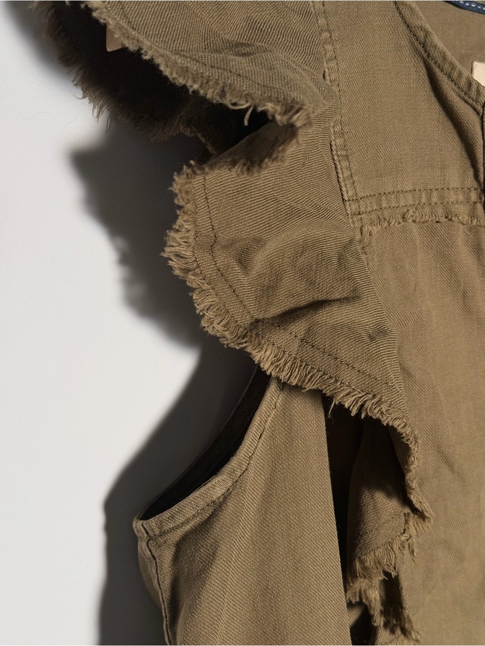 Pilcro Olive Ruffle-Sleeve Button-Front Mini Dress - Picture 6 of 15